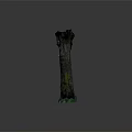 Natural Wood Tree Stump Decorative Piece With Green Stone Base And Natural Texture