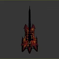 Flaming Mythical Creature With Red Body Black Spikes And Lava Textured Skin