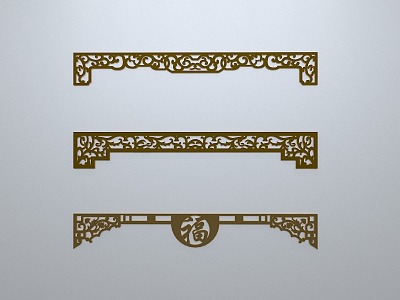 Chinese-style window grilles line silhouette pane window sill border engraved window edge strip construction model