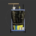 Blue Cleaning Cart With Yellow Bucket Mop Cleaning Supplies And Black Trash Bag