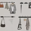 Wall Mounted Hooks with Hanging Bags Clothes Umbrella and Accessories for Home Organization