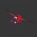 Red Ladybug With Black Spots And Extended Wings On Dark Shiny Surface 3d model
