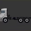 White Commercial Truck Chassis with Front Cab and Multiple Wheels Design