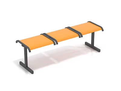 Modern Sturdy Bench With Vibrant Orange Seat And Black Metal Frame Design 3d model