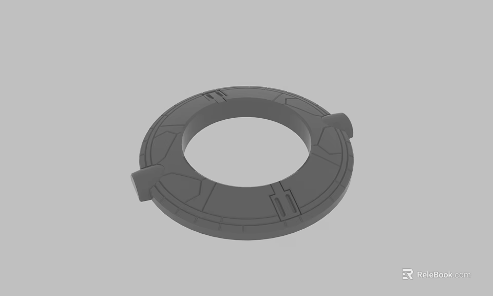 Gray Circular Mechanical Part With Symmetrical Grooves And Industrial Design 3d model 