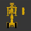Golden Robotic Explorer With Mechanical Arm Tracked Wheels And Metal Structure 3d model