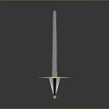 Sword With Slender Blade And Golden Decorated Hilt On Gray Background With Reflection
