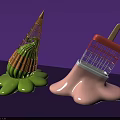 Creative Melted Ice Cream Shapes Design With Grid And Colorful Liquid