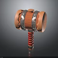 Rubber Head Hammer Design With Metal Bands And Spiral Red Handle