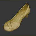 Elegant Beige Women Shoes With Bow Detail On Toe And Block Heel