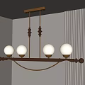 Modern Wooden Chandelier With Brass Details Four Globe Bulbs And Elegant Design