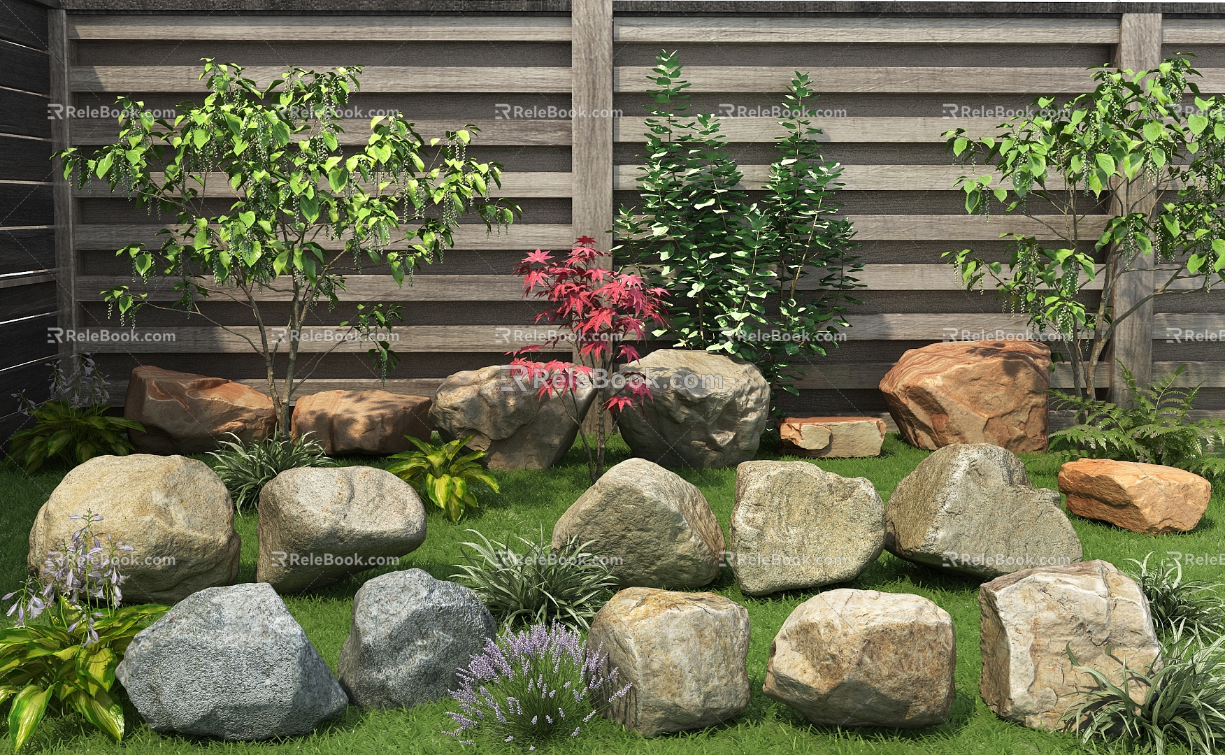 Modern Stone Landscape Stone Combination 3d model