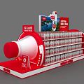 Red Megaphone Shaped Display Stand With Bottled Natural Drinking Water 3d model