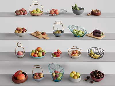 Modern fruit vegetable fruit plate 3d model