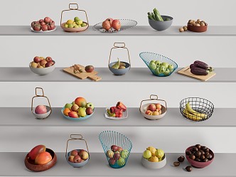 Modern fruit vegetable fruit plate 3d model