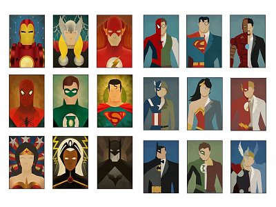 Modern figure painting cartoon hero decorative painting 3d model