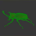 Realistic Red Horned Beetle With Shiny Exoskeleton On Dark Background Surface