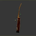 Acoustic Guitar with Gradient Brown to Orange Body and Green Leaf Neck Decorations