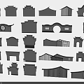 Building Facade Silhouettes With Traditional Architectural Styles And Various Classic Shapes