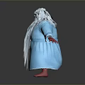 Red Skinned Creature With Long White Beard In Blue Robe Standing On Dark Reflective Surface