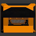 Modern Electronic Control Console With Black Screen Blue Interface Keyboard And Orange Black Base 3d model