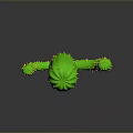 Green Cactus Plant With Yellow Spines Upright Stem And Branching Arms