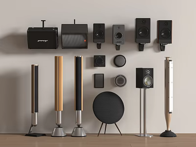 Sony Speakers Collection Featuring Various Styles Like Wall Mounted Floor Standing And Compact Round Designs 3d model