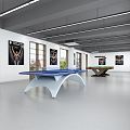 Modern Table Tennis Room Billiards Table Tennis Hall Fitness 3d model