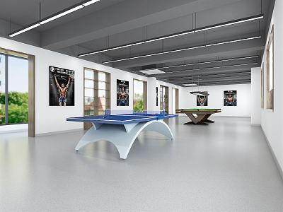 Modern Table Tennis Room Billiards Table Tennis Hall Fitness 3d model