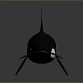 Realistic 3D Orca Model With Black And White Body Dorsal Fin And Open Mouth