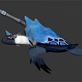 Blue Fantasy Turtle Character With Ice Blue Shell And Cannon On Back 3d model