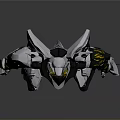 Futuristic Sci-Fi Mecha Robot With Metallic Armor And Glowing Yellow Accents