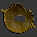 Ancient Yellow Pottery Sculpture Carving With Spotted Pattern And Broken Handles