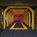 Spacious Auto 4S Shop Interior With Yellow Service Area And Bright Ceiling Lighting