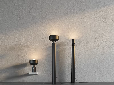 Modern Minimalist Lighting Combination With Black Lamps On Grey Wall 3d model