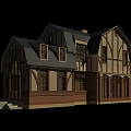 Traditional Detached Villa Featuring Wooden Frame Brick Exterior Dark Roof And Balcony