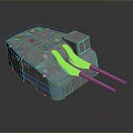 Military Tank Vehicle With Dual Cannons And Gray Exterior Design