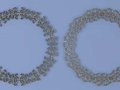 Elegant Artistic Intricate Carved Patterns On Circular Metallic Decorative Rings 3d model
