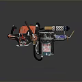 Custom Weapon With Red Engine Black Handle Metal Canister Yellow Hose And Orange Nozzle