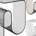 Modern Curved Side Table With Glass Top And Acrylic Frame In Black White Transparent
