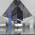 Modern Tech Exhibition Hall With Multi Layer Digital Display And Glass Curtain Walls