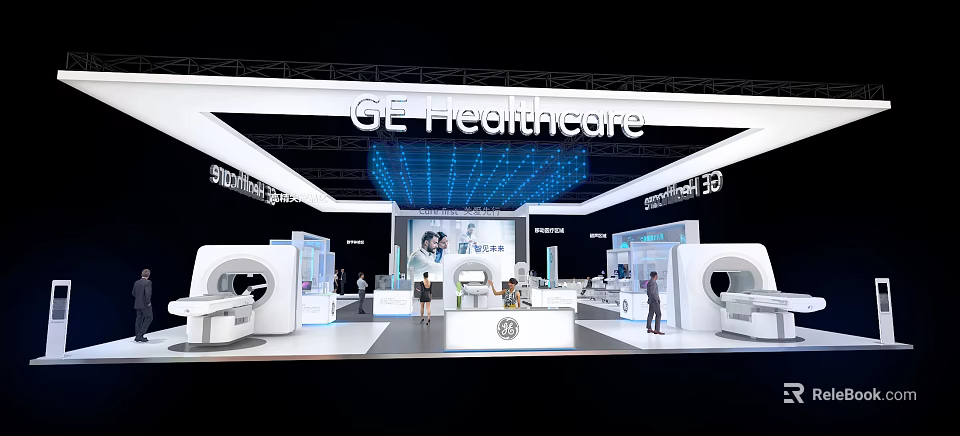 GE Healthcare Exhibition Booth With Modern Design And Medical Equipment 3d model 