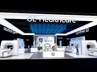 GE Healthcare Exhibition Booth With Modern Design And Medical Equipment 3d model