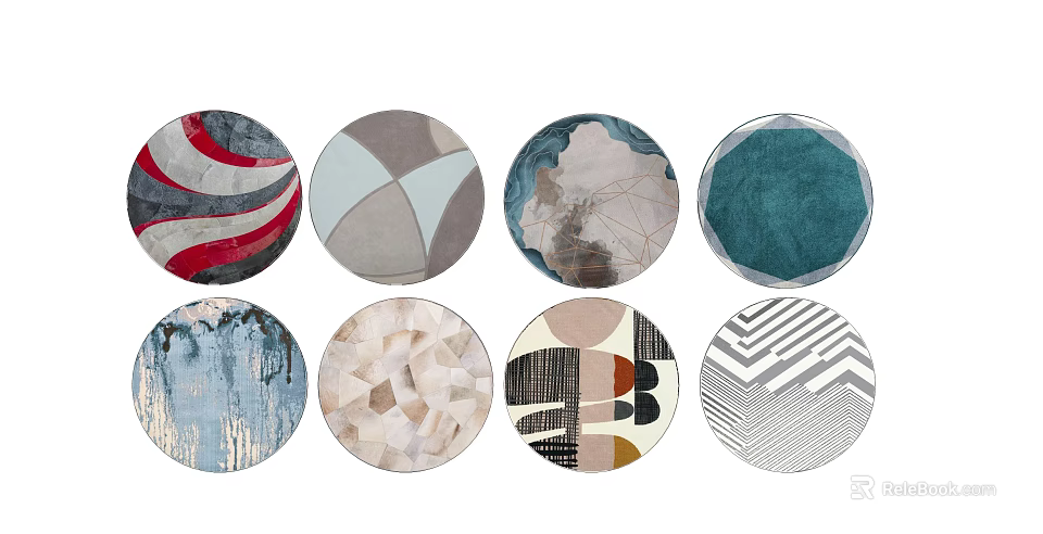 Round Rugs With Various Patterns And Stylish Decorative Designs For Home 3d model