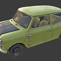 Vintage Green Small Car With Classic Design And Retro Exterior Features