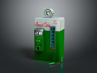 Game Movie Character Interacting With Retro Speed Cola Vending Machine In Game Scene 3d model