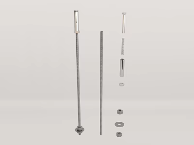 Stainless Steel Hardware Tools Set Including Metal Rods Bolts Washers And Parts Components 3d model