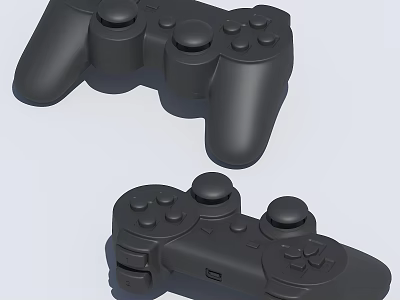 Two Black Game Controllers With Ergonomic Design For Gaming Console Play 3d model