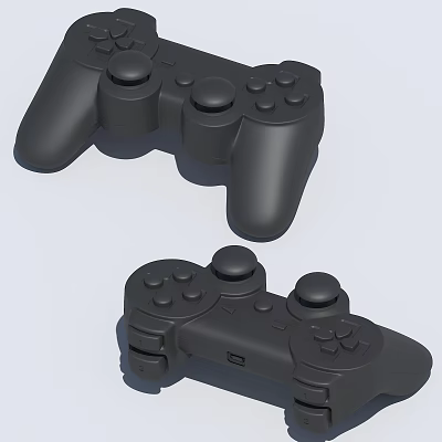 Two Black Game Controllers With Ergonomic Design For Gaming Console Play 3d model