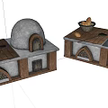Traditional Kitchen Cabinets With Dome Roof Brick Details And Bread Bowls